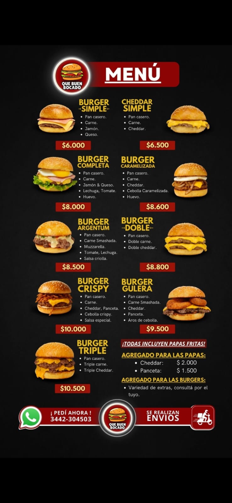 Carta de ¡Que buen bocado! — Tocar para pedir por WhatsApp